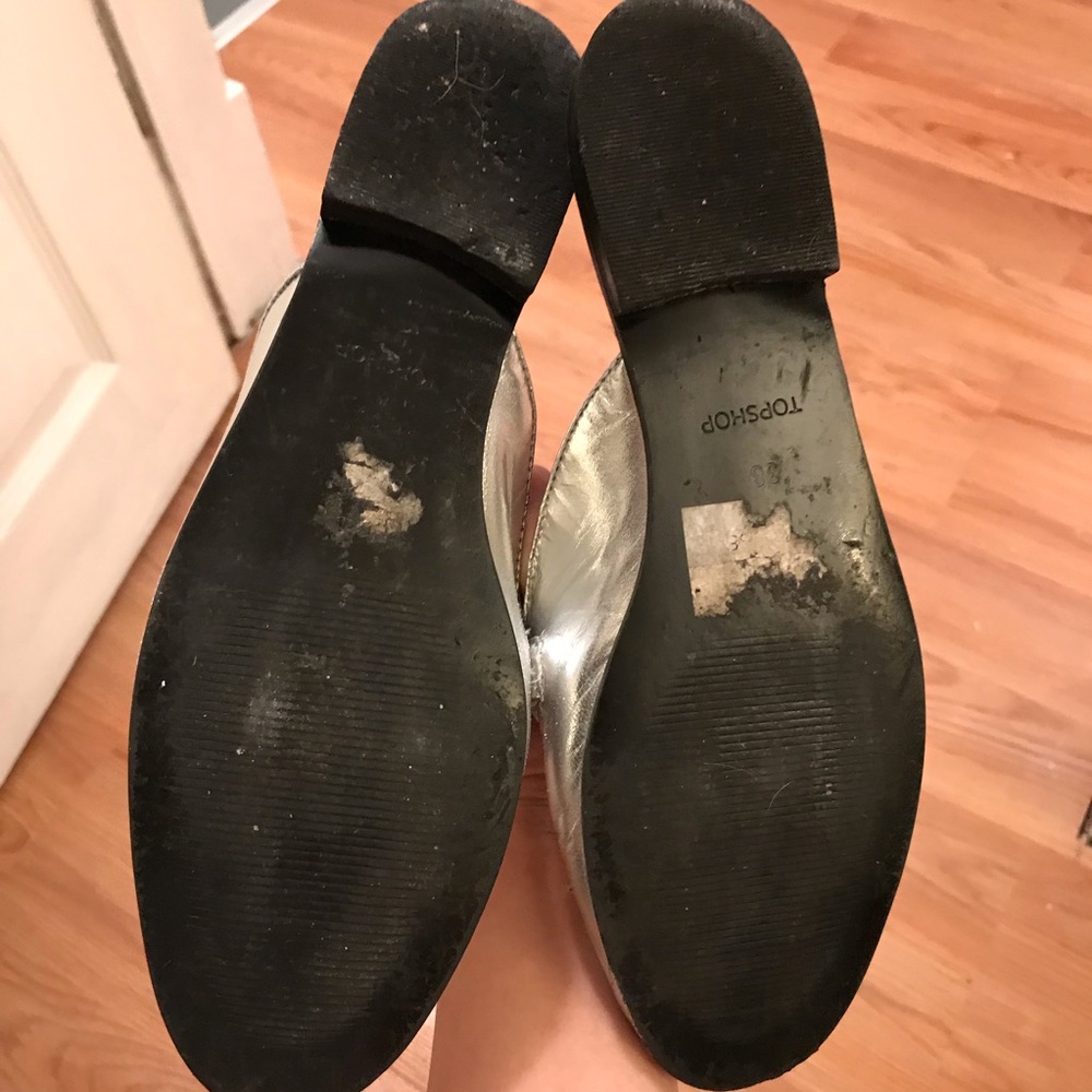 Topshop silver metallic slip on loafers - Picture 3 of 5